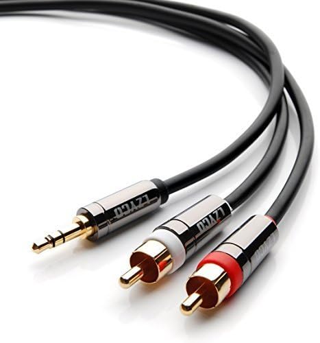 LZYCO 15FT - 3.5mm Male to 2xRCA Male Stereo Audio Adapter cables-Step Down Design +Velcro Cable Ties