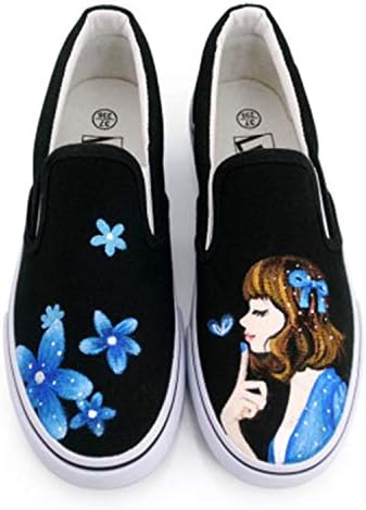 Nhequren Low Hand Painted Canvas Shoes Fashion Female Casual Shoes Girl Best Match Pattern Candy