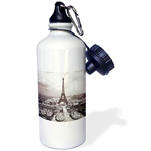 3dRose "The Paris Exposition 1900 Eiffel Tower" Sports Water Bottle, 21 oz, Whi…