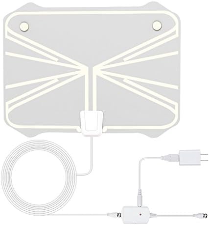 Armix Digital TV HDTV Antenna 1080P Advanced 50 Miles Range Indoor with Detachable Amplifier Signals Booster - 0.02'' thick, USB Power Supply, 16.5Ft Coax Cable (Transparent)