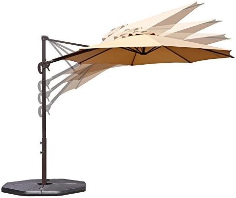 Le Papillon 10 Ft Cantilever Umbrella Outdoor Offset Patio Umbrella Easy Open Tilt 360 Swivel For Desired Shade All Day Guru Discounts