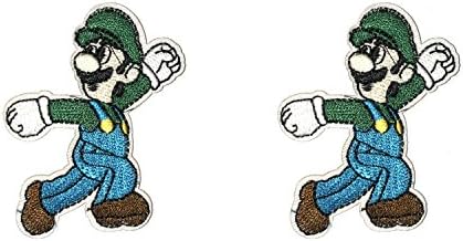 Mario Luigi Classic Retro Game Logo Cosplay Badge Embroidered Iron or Sewn-On Applique Patch 2-Pack Gift Set