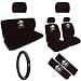 White Grey Skull Low Back Seat Covers Bench Seat Cover