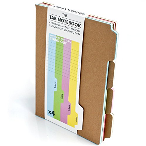 Suck UK A5 Tab Notebook Set - 4 Ruled Paper Pads with Coloured Pages Included