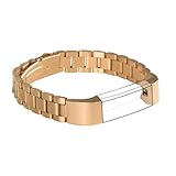 For Fitbit Alta Band, Wearlizer Smart Watch Metal Wristband Replacement Strap for Fitbit Alta (Matt Rose Gold)