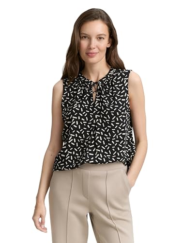 TOM TAILOR 1047205 Blouse, 38311-Black Champagne Minimal, 44 Femmes