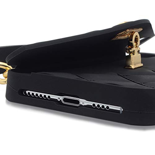 Omio for iPhone 11 Pro Max Handbag Case with Card Holder Wrist Lanyard Shoulder Strap Soft Silicone Gel Cover Wallet Case for Women Luxury Stylish Long Pearl Crossbody Chain Case for iPhone 11 Pro Max