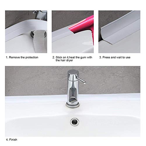 Caulk Strip,2 Pack PE Self Adhesive Sealing Tape Bathtub Waterproof Sealant Caulk Tape Toilet Bathroom Shower Kitchen and Wall Sealing Strip Trim 38mmx3.2m White - Thumbnail 3