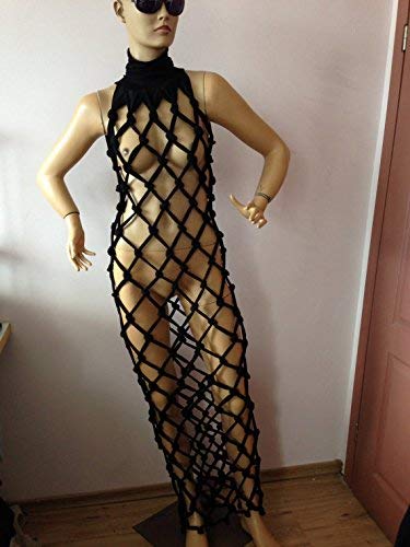black fishnet dress