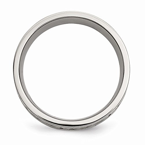 Chisel Titanium Sterling Silver Inlay Celtic Knot Flat 8mm Polished Band - Size 11.5