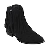 Reneeze AE17 Women's Side Zipper Fringe Low Block Heel Dress Ankle Booties