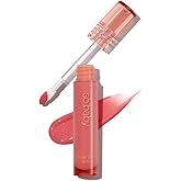 wuv.u Glossy Lip Stain – Plumping Hydrating Lip Oil Tint with Hyaluronic Acid & Peptide Complex – Non-Sticky High Shine Pigmented Finish – So Baby (Peach) 0.11 oz.