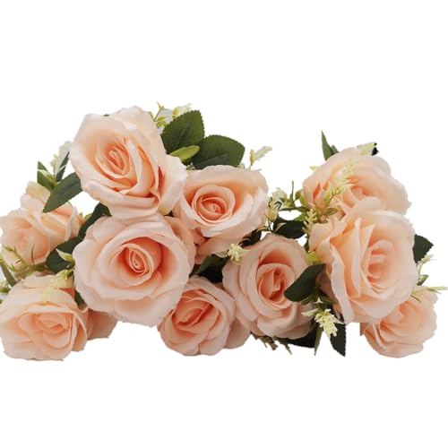 10pcs Artificial Pink Silk Roses Flower