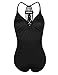 Hilor Women's Shirred Halter One Piece Swimsuits Macrame Back Swimwear Tummy Control Bathing Suit