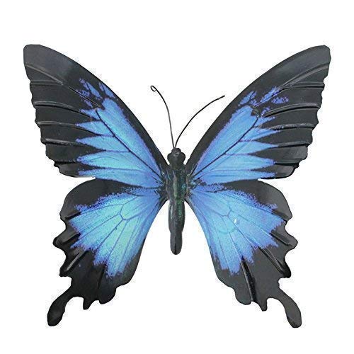 Primus Large Blue & Black Metal Garden Butterfly Wall Art for Outdoor Fences Sheds Walls