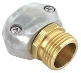 2 Pack - Gilmour Heavy Duty Brass and Metal Male Hose Repair Clamp Coupling - Barbed Mender for Garden Hoses - 01MZ