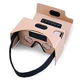 Google Cardboard, Splaks 3D VR Virtual Reality Glasses V2 with Sucker Head Strap Forehead Pad Nose Pad and Big Lens for Android and Apple Device Up to 6 Inch Easy Setup DIY Kit-Brown