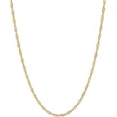 ITALIAN FASHIONS REAL Solid 14K or 10K Yellow or White Gold 1.1mm - 1.5mm - 2.0mm Diamond-Cut Singapore - Singapore Bar Chain Necklace with Lobster Claw Clasp | Multiple Lengths Available | Men Women | MADE IN ITALY