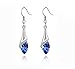 CrazyPiercing Long Teardrop False Element Set Austria Crystal Fashion Earrings Pendant Necklace (Blue)