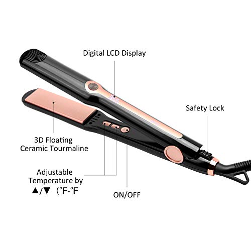 Hair Straightener, MOCREO Professional Flat Iron Ceramic Tourmaline Ionic Technology Hair Straightener 1.25 inch 3D Floating Plate Hair Straightening iron Dual Voltage for Travel