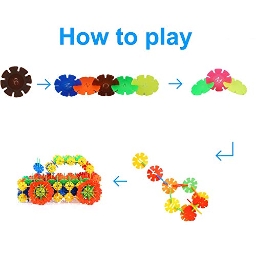 Xindinyi Rainbow Snow Flakes, 300 Piece Interlocking Plastic Disc Set Snowflakes Building Blocks Set Brain Educational Construction Set for Boys and Girls