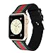 MORTREE Nylon and Leather Band for Apple Watch Series 3 Series 4 Bands,Woven Nylon Replacement Band with Top Layer Genuine Leather Wrist Band for Iwatch Series 4/3/2/1(Green and Red in Black 38mm)