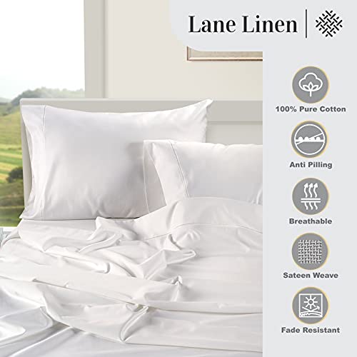 100% Egyptian Cotton Queen Sheets - 1000 Thread Count White Bed Sheets for Queen Size Bed, Long Staple Cotton Bedding Sheets, Sateen Weave, Luxury Hotel Sheets, Fits 17" Mattress