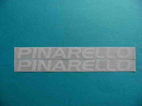 Pinarello 6.5" x 0.75" white on clear Vinyl Decal weather proof Sticker 2pcs