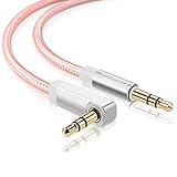 3.5mm Audio Cable, CableCreation 3.5mm Male to Male 90 Degree Right Angle Stereo Auxiliary Aux Cable&nbsp;Compatible with iPhone, iPad, Microsoft Surface Dock, Samsung, Phones and Car Speakers, 1.5Feet