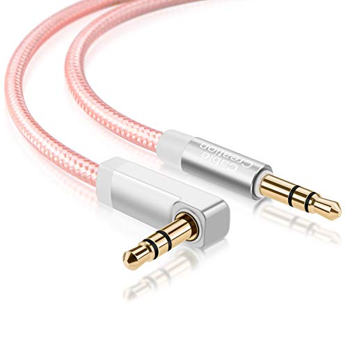 3.5mm Audio Cable, CableCreation 3.5mm Male to Male 90 Degree Right Angle Stereo Auxiliary Aux Cable&nbsp;Compatible with iPhone, iPad, Microsoft Surface Dock, Samsung, Phones and Car Speakers, 1.5Feet
