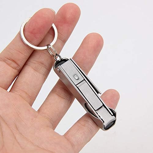2 In 1 EDC Pocket Tool Handle Bottle Opener Toe Nail Clippers Cutter Key Chain Nail File Key Ring for Outdoor, Travel Bag Attachment