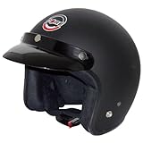 Core Vintage Open Face Helmet (Flat Black, Medium)