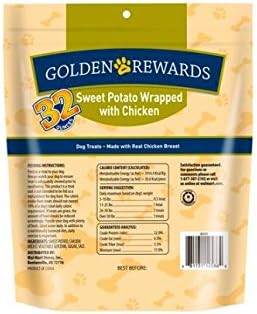 golden rewards sweet potato wrapped with chicken dog treats 32 oz