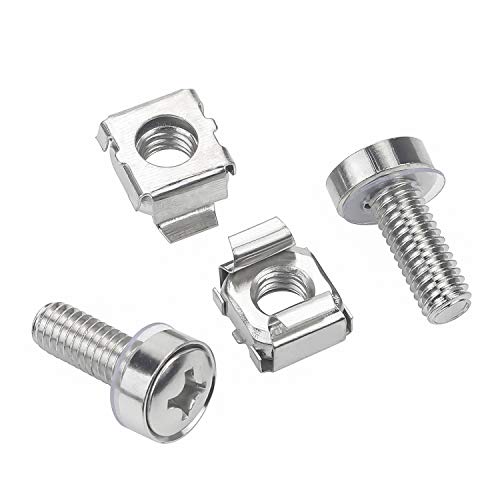 Favordrory 30 Pack M6 x 20mm Rack Mount Cage Nuts, Screws and Washers for Rack Mount Server Cabinet, Rack Mount Server Shelves, Routers (Silver)