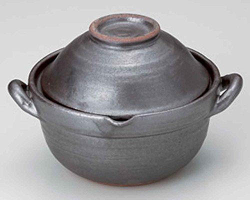 Click Here to See More Images Tetsu-Kesho for 1-2 persons 7.1inch Donabe Japanese Hot pot Grey Ceramic Made in Japan