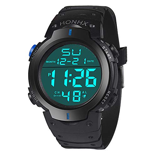 Men's Digital Sports Watches LED Screen Large Face Military Watches and Dailylife Waterproof Casual Luminous Stopwatch Alarm Simple Army Watch - Black