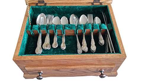 Deluxe Oak Silverware Chest with Rose Design, - Thumbnail 2