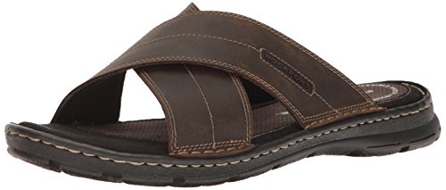 Rockport men s darwyn xband slide sandal, brown leather, 10 w us