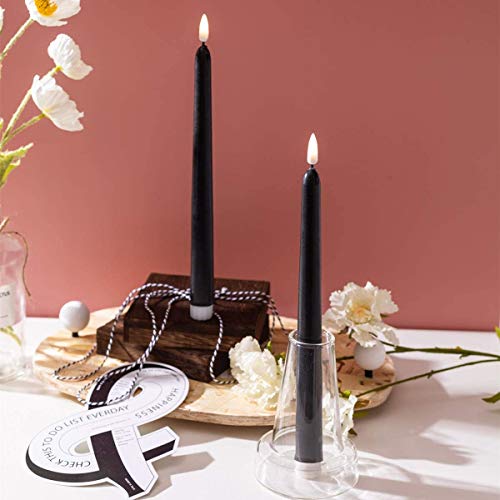 4 Pk Black LED Taper Candles Haunted Home Decor