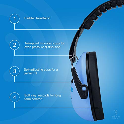 HEARTEK Kids Earmuffs Hearing Protection with Travel Bag- Junior Ear Defenders for Children, Padded Baby Ear Protection, Infants, Small Adults, Women - Adjustable Protectors Noise Reduction Ear Muffs - Thumbnail 3