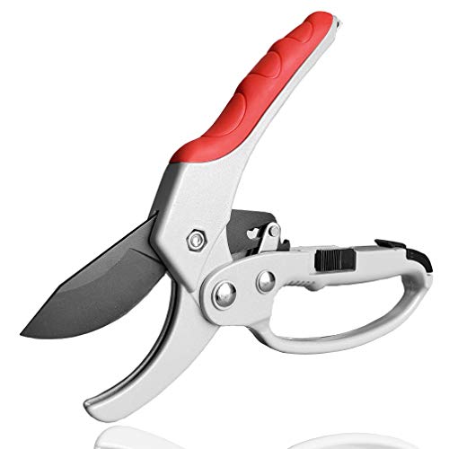 gonicc 8" Professional SK-5 Steel Blade Ratchet Anvil Pruning Shears(GPPS-1013), Ratcheting Mechanism, Anvil Groove Design, Reinforced Design Handle, Garden Hand Pruners.