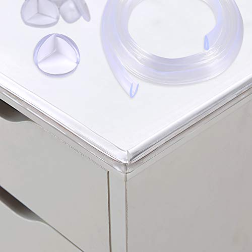 Cunina Transparent Table Edge Furniture Guard Corner Protectors Baby Safety Bumper Strip 1 Rolls 20ft(6m) with 4 Pack Baby Proofing Corner Guards