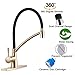 GAPPO Commercial Lead Free Pull Out Sprayer Gold Kitchen Sink Faucet, Single Handle Kitchen Faucets with Deck Plate
