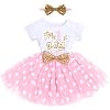 Pasgeboren Baby Meisjes 1e/2e Verjaardagstaart Smash Outfits Glanzende Gedrukt Pailletten Strik Tutu Rok Prinses Jurk…