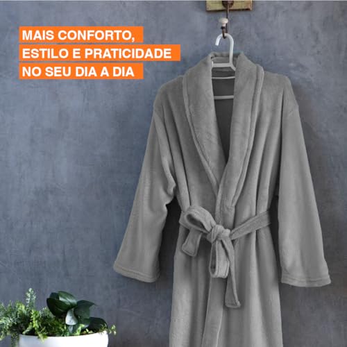 Roupão Microfibra Feminino Masculino Unissex Adulto Quentinho Inverno Frio Super Macio Confortável Antialérgico Secagem Rápida Saída de Banho Casa Hotel Enveloz