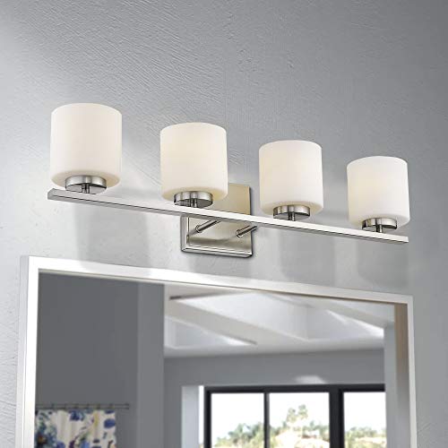 Emliviar 4Light Bathroom Vanity Light Fixture, Brushed Nickel Finish