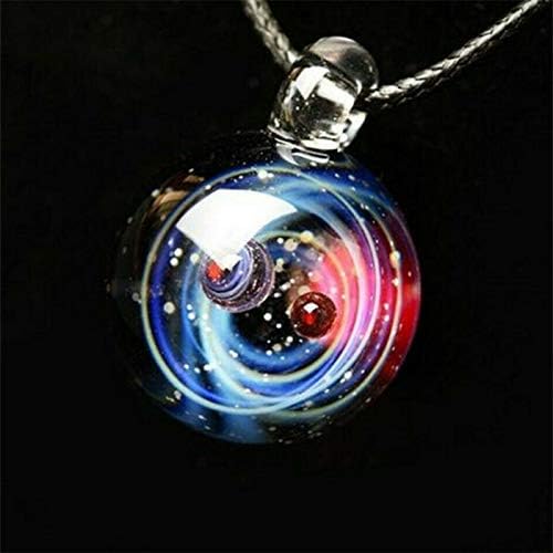 Tiny Universe Crystal Necklace Galaxy Glass Ball Pendant Necklace Jewelry Gift