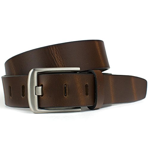 Brown Wide Pin Belt - Full Grain Leather Belt with Certified Nickel Free Buckle