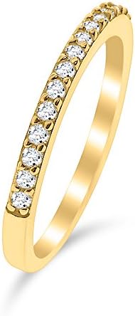 Sterling Silver Cubic Zirconia Half Eternity Band - Gold Plated - 9