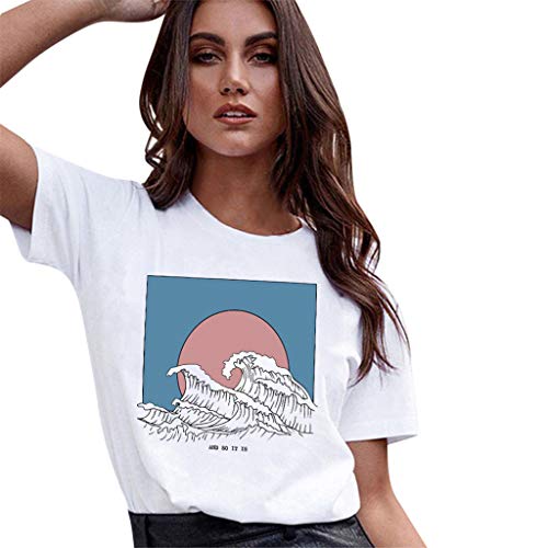 TIFENNY Vitality Tee for Women Girls Plus Size Loose Print Shirts Summer Crewneck Short Sleeve T Shirt Blouse Tops